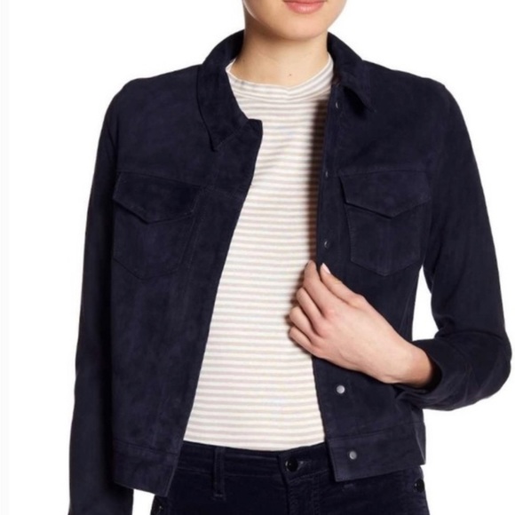 J Brand Jackets & Blazers - J Brand navy blue lamb skin suede leather jacket